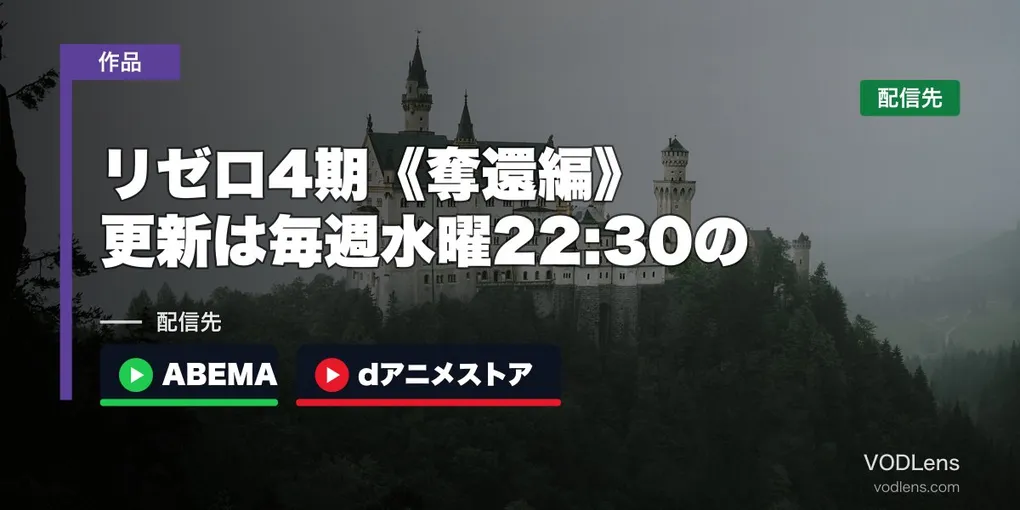 リゼロ4期《奪還編》はどこで見れる？更新は毎週水曜22:30のABEMA・dアニメが最速・他社は土曜【2026年9月最新】